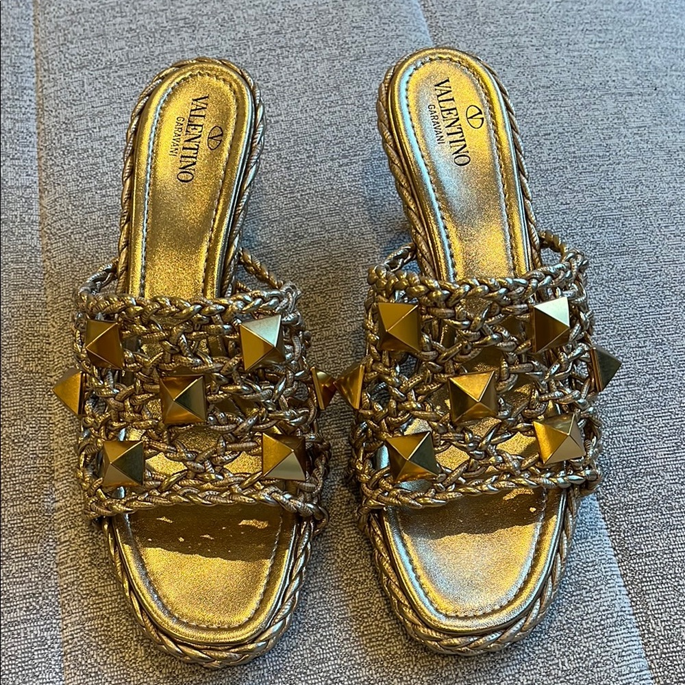 Valentino Gold Studded Sandals